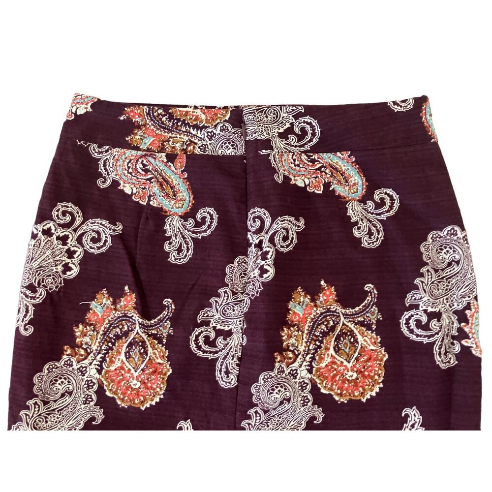 Ann Taylor Women's Burgundy Paisley Fully Lined Pencil Retro Cotton Skirt SZ 6 - Picture 6 of 11